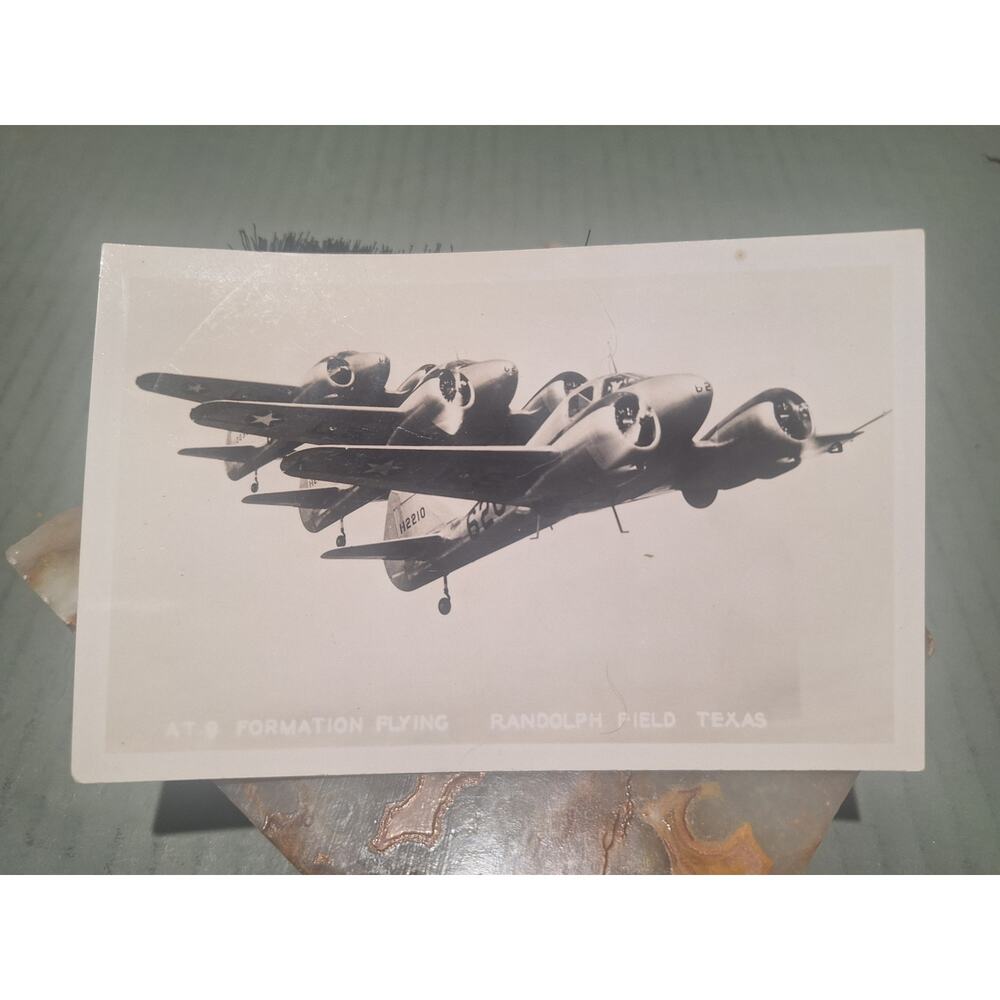 WWII Aircraft Formation RPPC EKC Randolph Field Training Photo Postcard